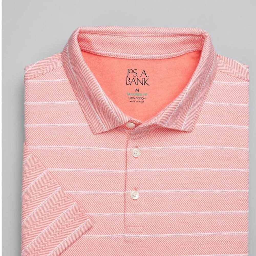 Jos. A. Bank Tailored Fit Herringbone Jacquard Polo -   colour: coral
